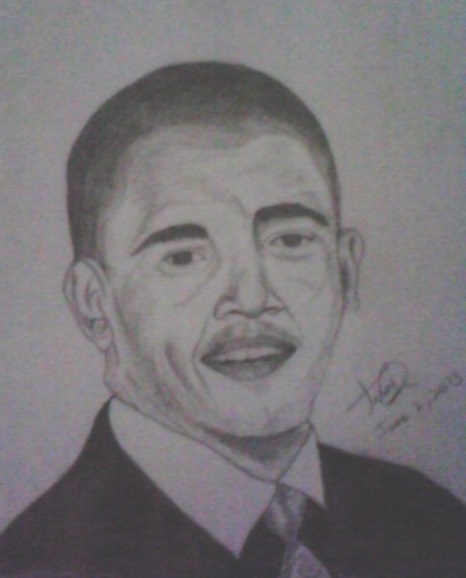 Charcoal Sketch Of President Barack Obama - DesiPainters.com