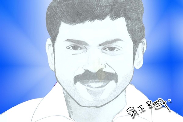 Sketch Of Tamil Actor Karthi - DesiPainters.com