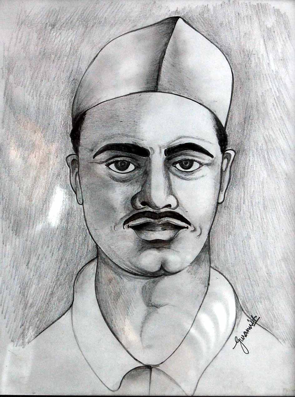 Pencil Sketch Of Bhagat Singh