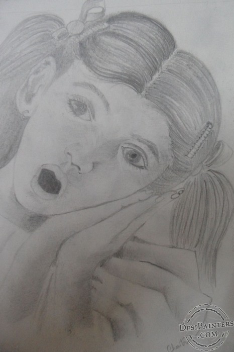 Shocked Girl Sketch - DesiPainters.com