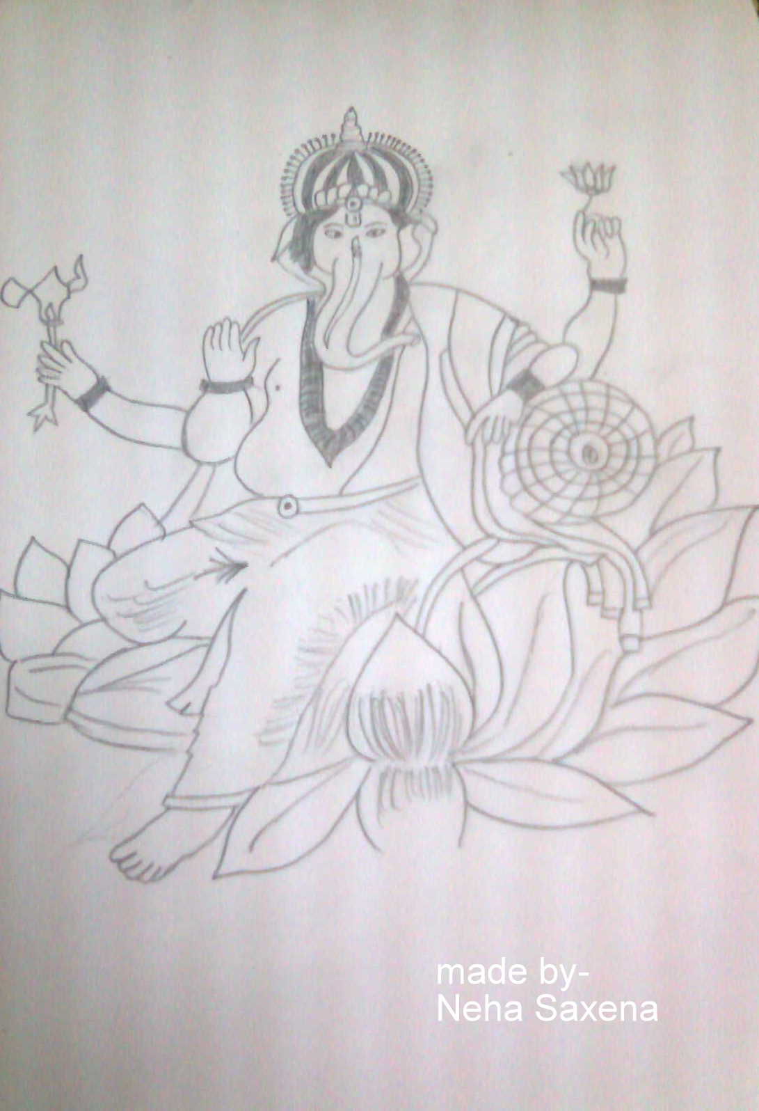 Lord Ganesha Kids DrawingSimpleline Art Coloring Page Stock Illustration -  Illustration of decor, traditional: 281394267