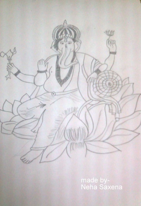 Pencil Sketch of Lord Ganesh - DesiPainters.com