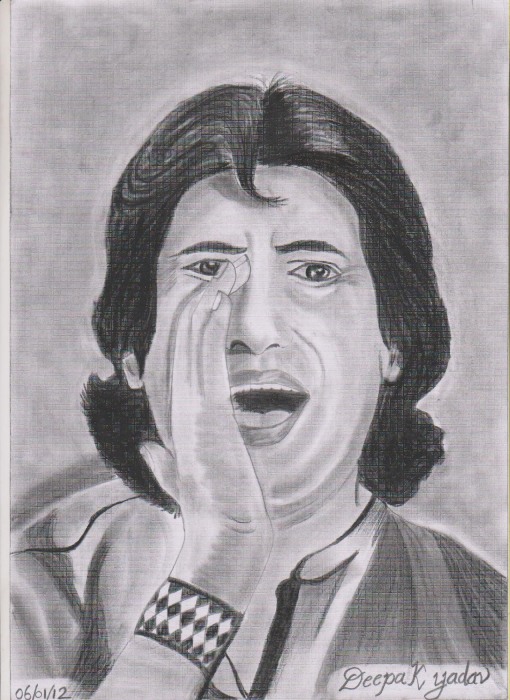 Pencil Sketch of Amitabh Bachhan - DesiPainters.com