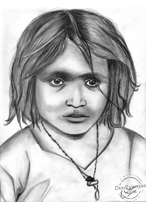 Poor Village Girl Sketch - DesiPainters.com