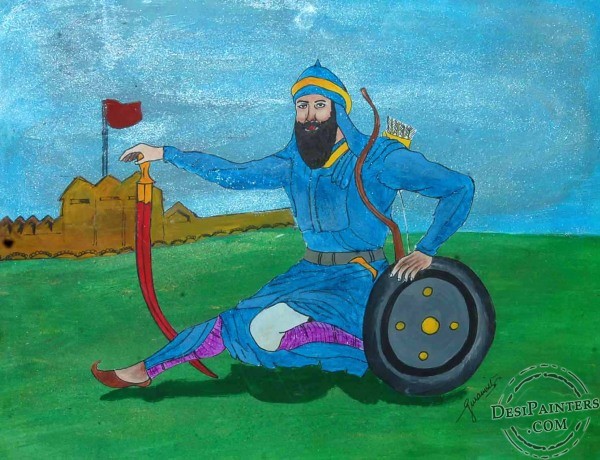 Mixed Painting of Banda Bahadur Ji