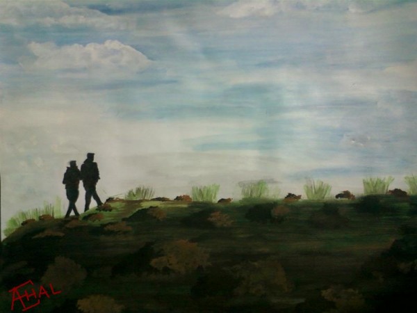 Watercolor Painting of Couple - DesiPainters.com