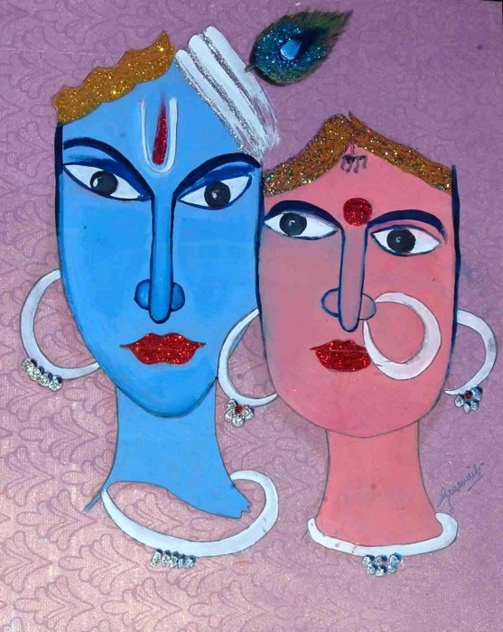 Radha Krishan Ji – Mixed Painting - DesiPainters.com