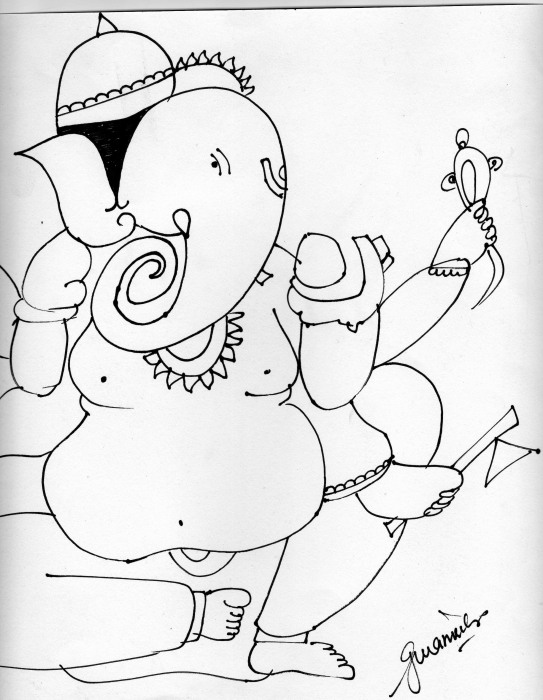Outline Sketch – Ganesh Ji - DesiPainters.com