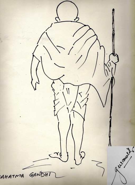 Outline Sketch – Mahatma Gandhi - DesiPainters.com