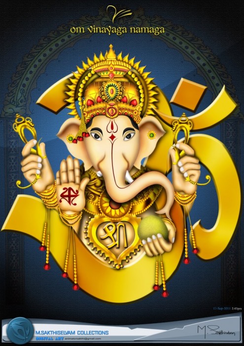 Digital Painting of Ganesh Ji - DesiPainters.com