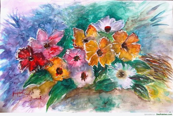 Painting Of Flowers Bunch - DesiPainters.com