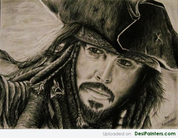 Sketch of Jack Sparrow (Johnny Depp)