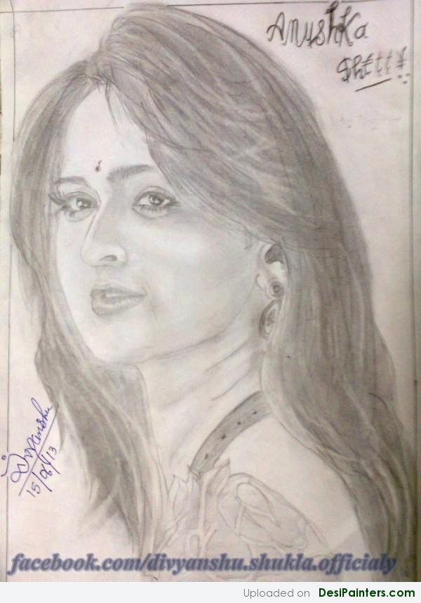Pencil Sketch Of Actress Anushka Shetty - DesiPainters.com