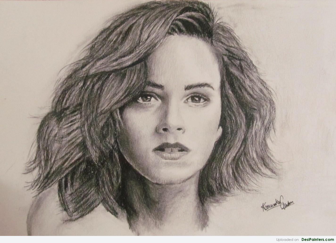 Emma Watson Charcoal Drawing Picture - Drawing Skill