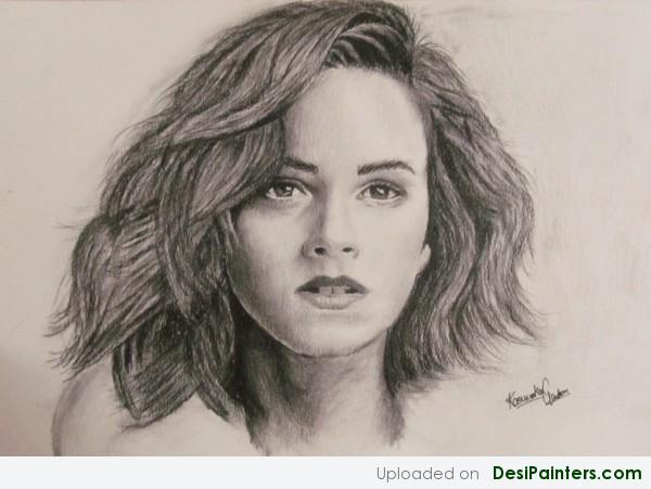 Charcoal Sketch Of Emma Watson - DesiPainters.com