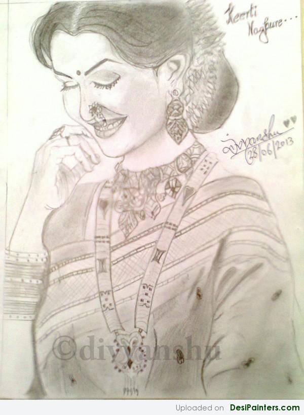 Pencil Sketch Of Keerti Nagpure Parichay - DesiPainters.com