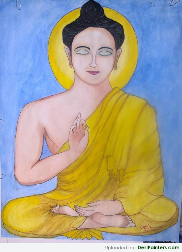 Watercolor Painting Of Lord Buddha - DesiPainters.com
