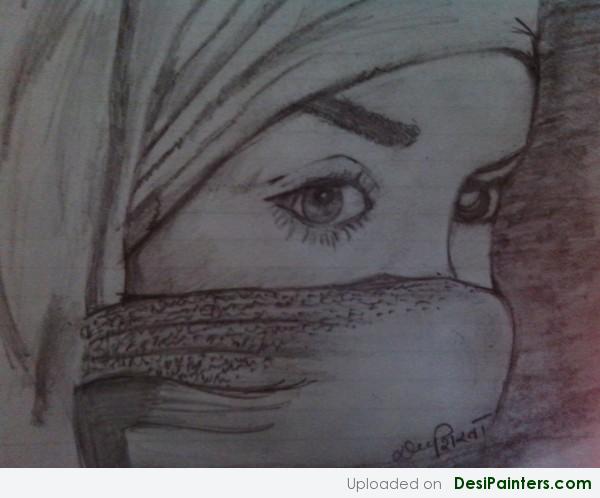 Sketch Of A Girl In Nakab 