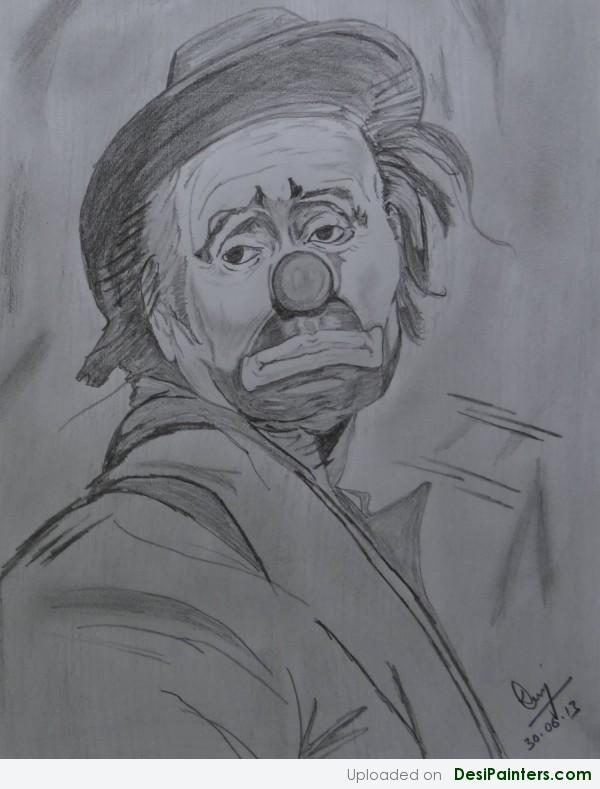 Pencil Sketch Of A Sad Joker - DesiPainters.com