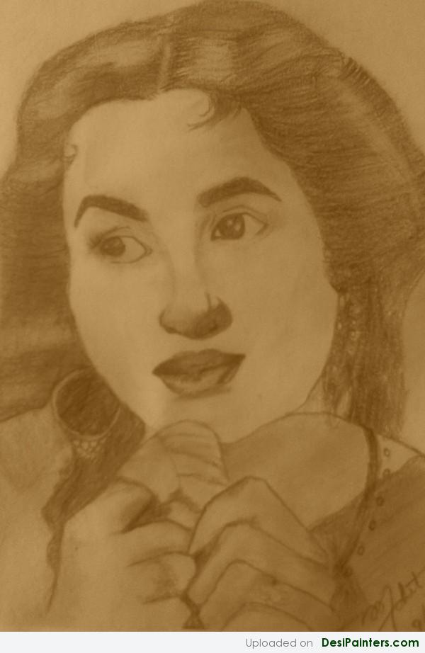 Sketch Of Former Actress Madhubala - DesiPainters.com