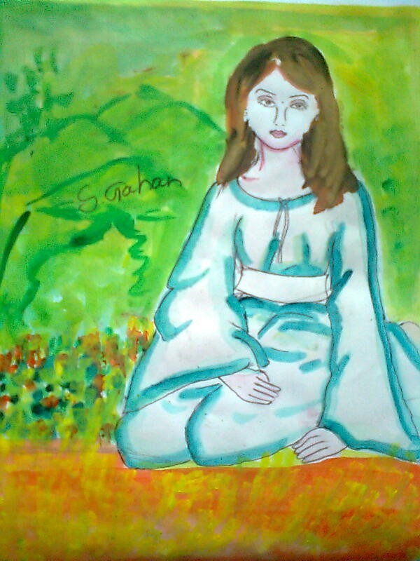 Watercolor Painting Of A Beautiful Girl - DesiPainters.com