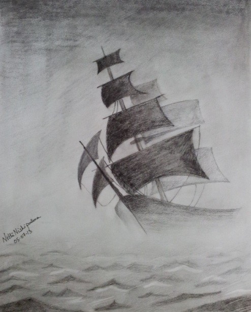 Pencil Sketch Of A Ship