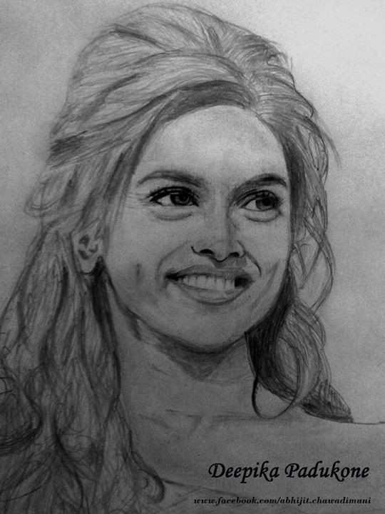 Pencil Sketch Of Deepika Padukone - DesiPainters.com