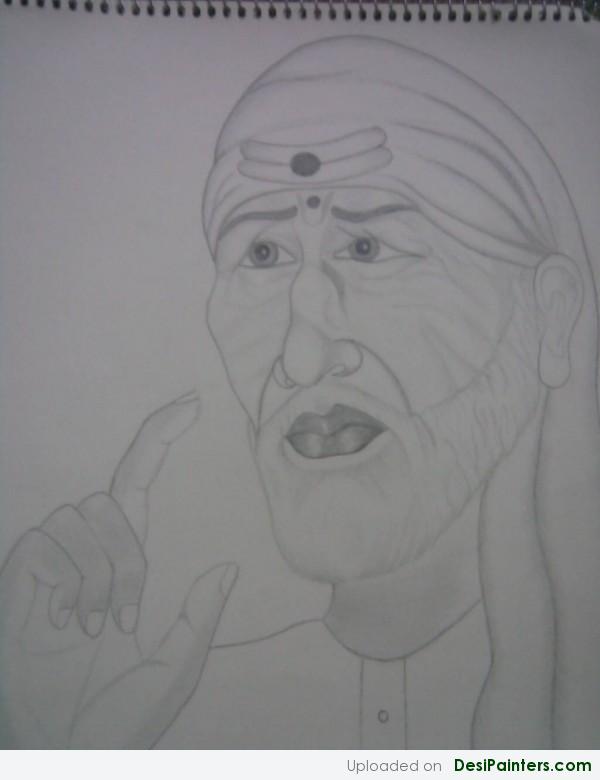 Pencil Sketch Sai Baba Ji - DesiPainters.com