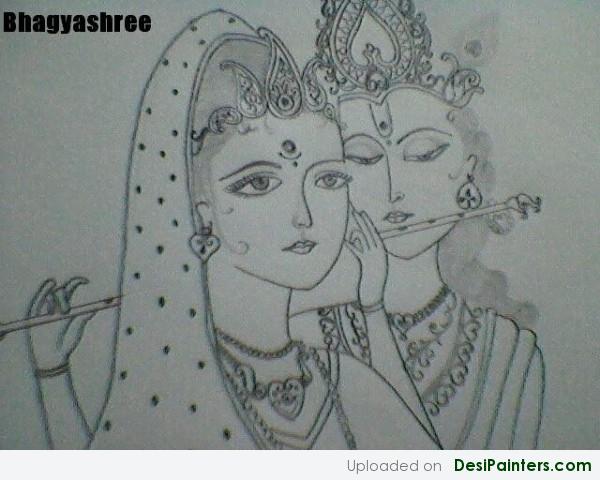 Pencil Sketch Of Radhe-Krishna - DesiPainters.com