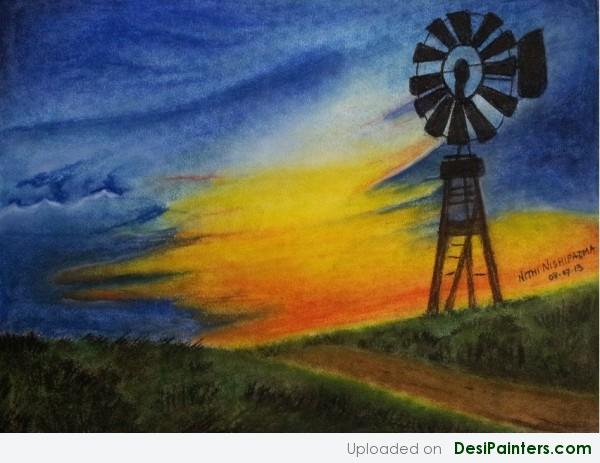 Painting Of A Summer Sunset Scene - DesiPainters.com
