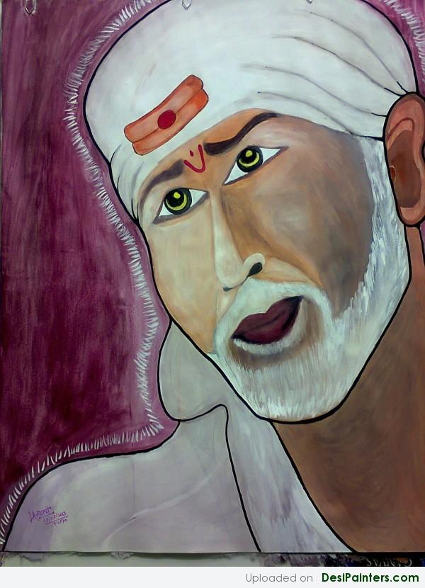 Watercolor Painting Of Sai Baba