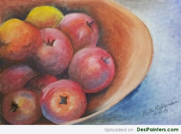 Pastel Painting Of Fruits Bowl