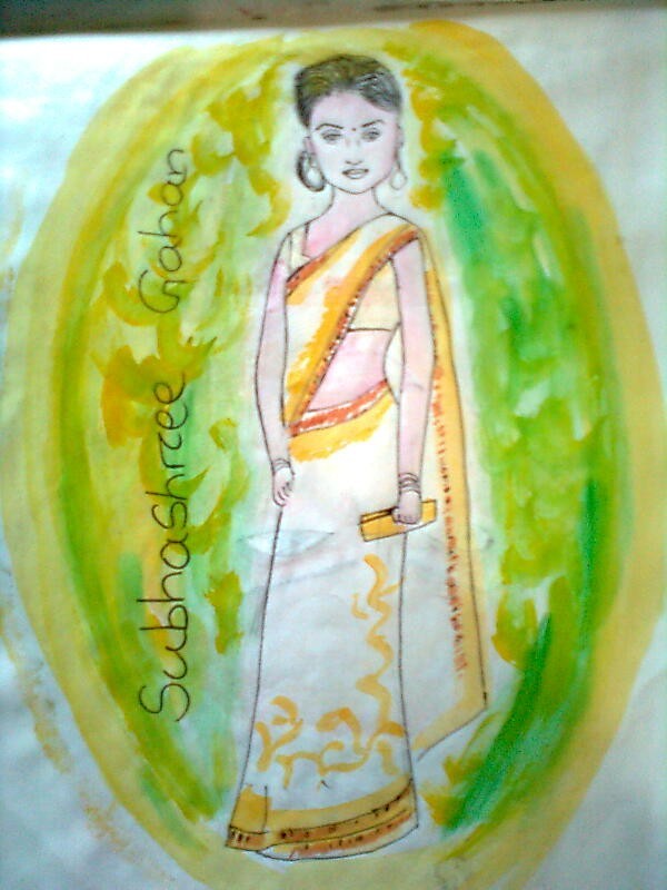 Watercolor Painting Of An Indian Lady