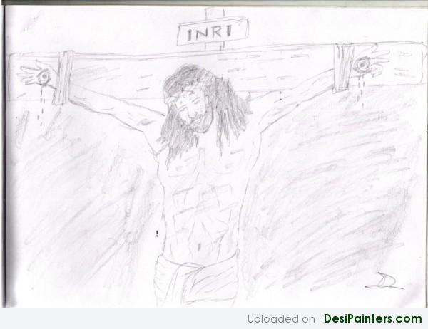 Christ on cross sketch drawing, art vector design Stock Vector | Adobe Stock