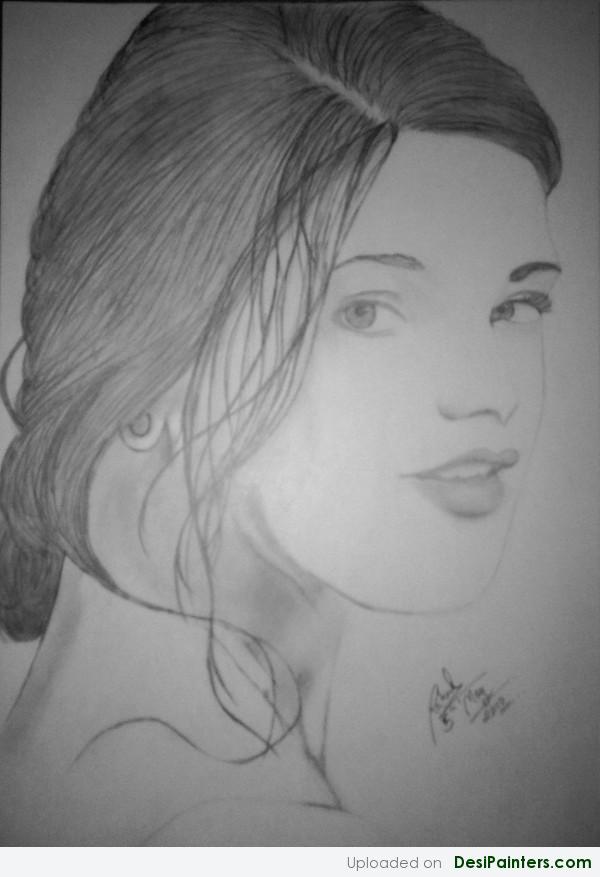 Pencil Sketch Of A Beautiful Girl - DesiPainters.com