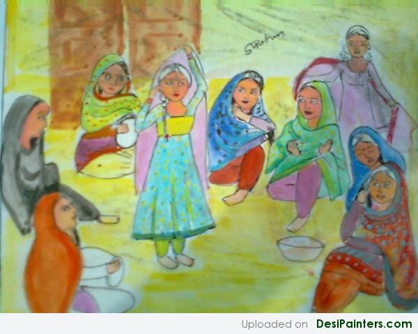 Painting Of Indian Punjabi Culture(Dancing) - DesiPainters.com