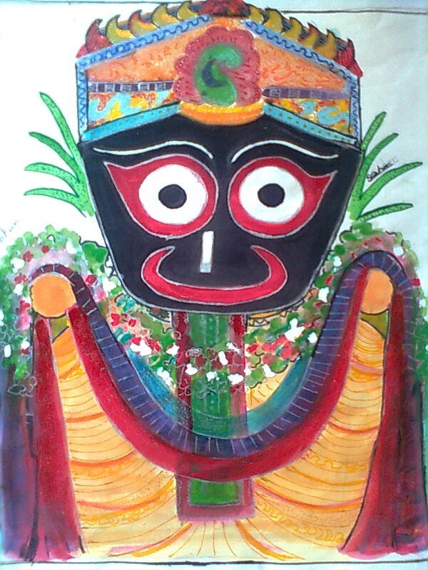 Watercolor Painting Of Lord Jaganath - DesiPainters.com