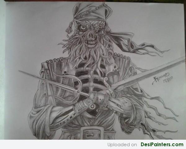 Pencil Sketch Of A Pirate - DesiPainters.com
