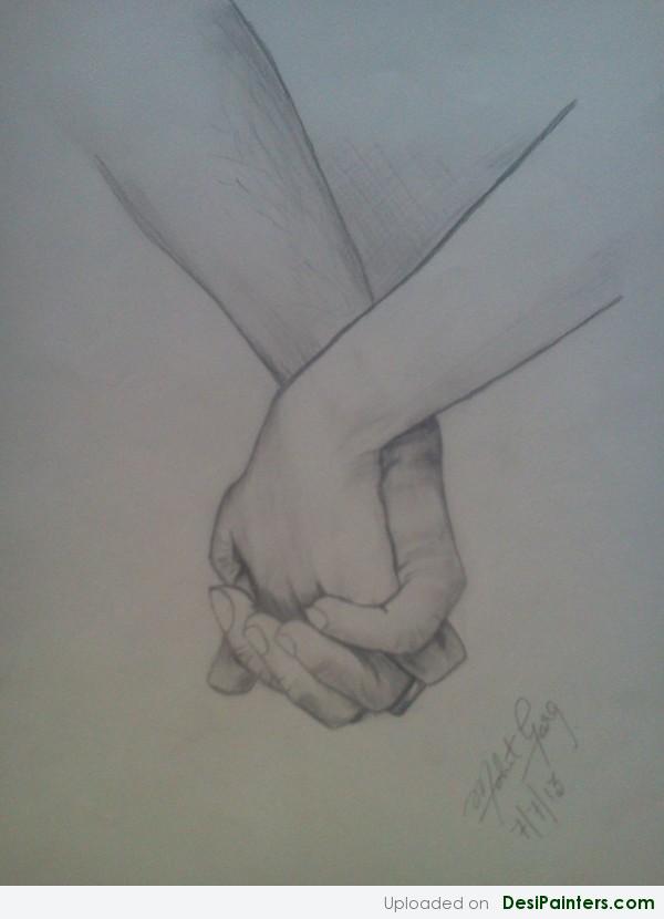Pencil Sketch Of Two Loving Hands - DesiPainters.com