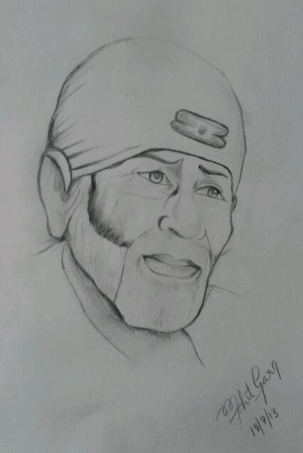 Sketch Of Sai Baba By Mohit