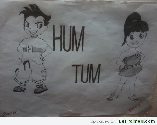 Pencil Sketch Of HUM TUM By Kartik