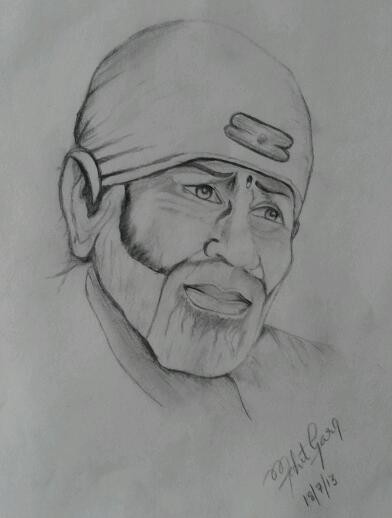 Pencil Sketch Of Sai Baba Ji By Mohit