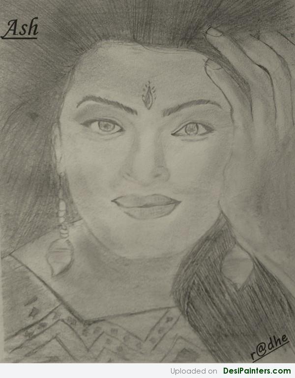 Pencil Sketch Of Actress Ashwariya Rai