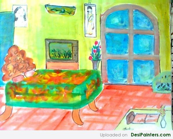 Painting Of A Bed Room - DesiPainters.com