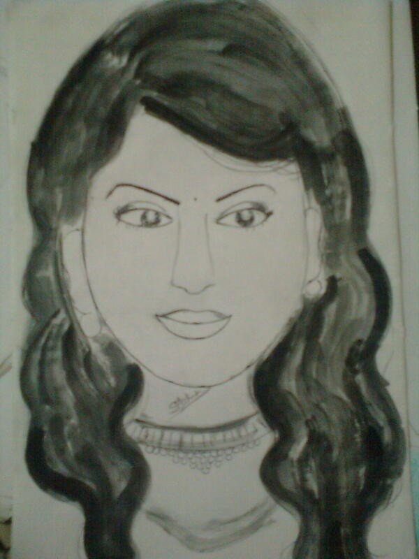 Sketch of Indian T.V Actress Mouli Ganguly