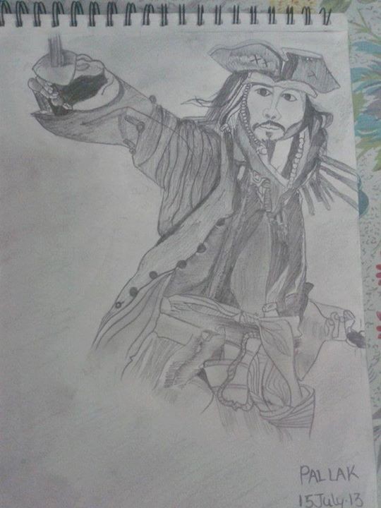 Pencil Sketch Of Jack Sparrow - DesiPainters.com