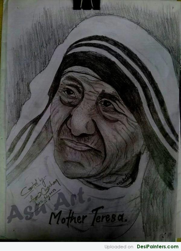 Pencil Sketch Of Mother Teresa - DesiPainters.com