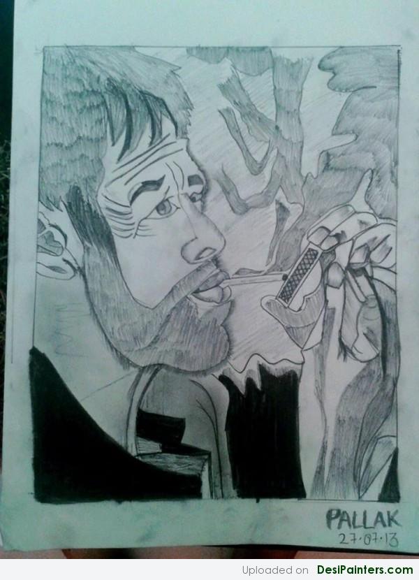 Sketch Of A Smoking Man - DesiPainters.com