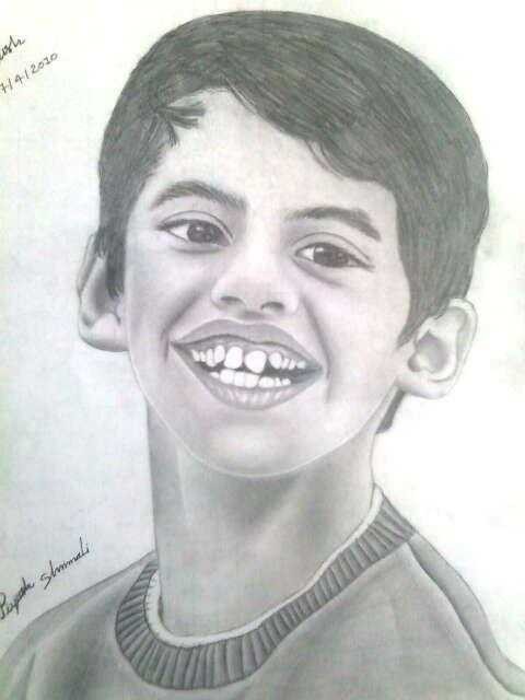 Pencil Sketch Of Darsheel Safary - DesiPainters.com