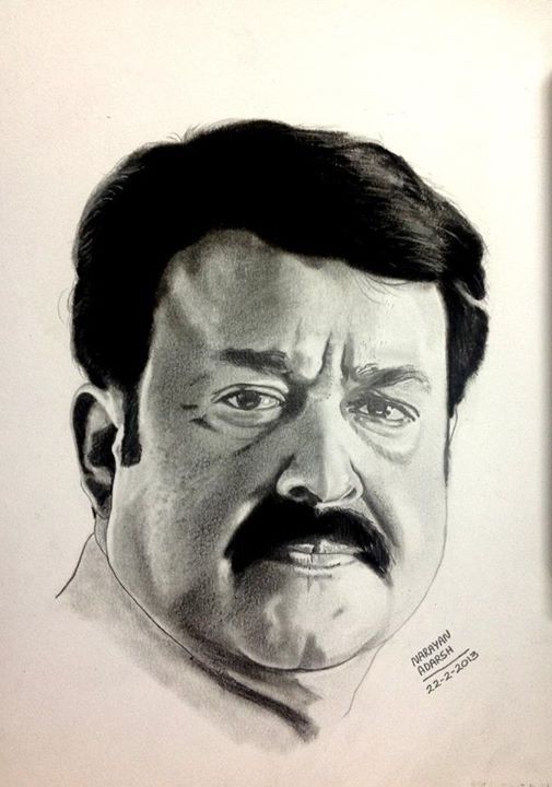Pencil Sketch Of Actor Mohanlal - DesiPainters.com